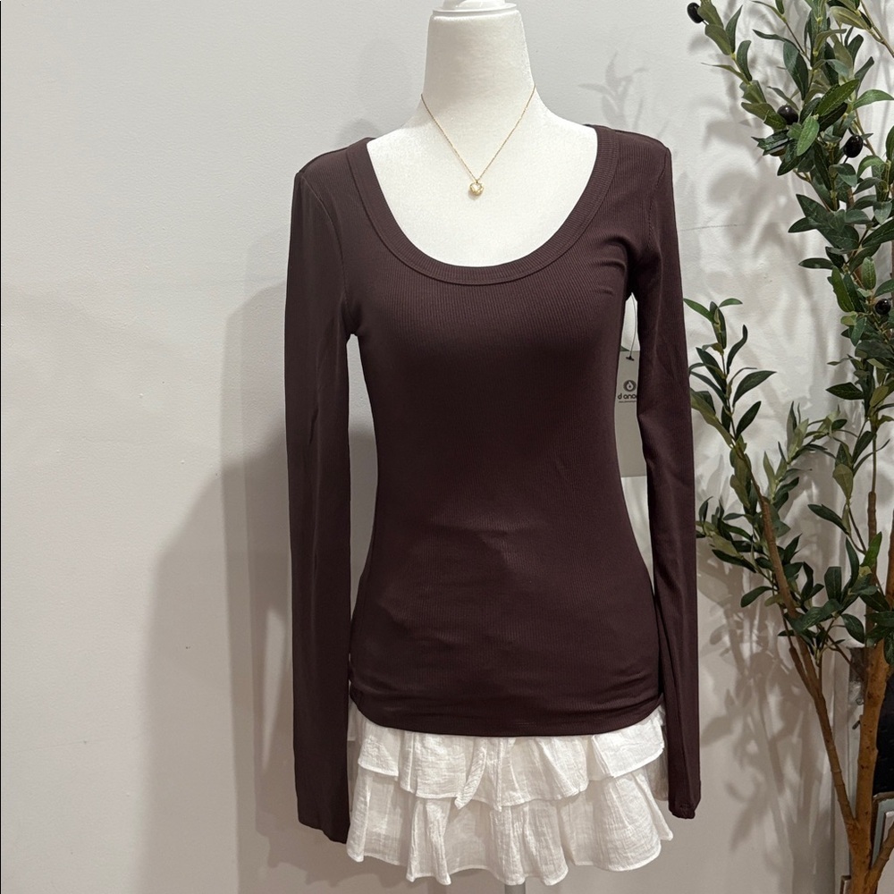 Mono B Chocolate Long Sleeve Top